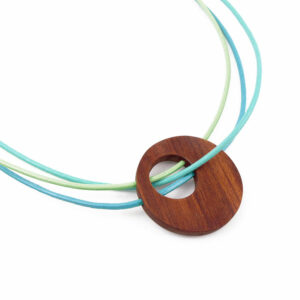 Collier turquoise cuir et bois