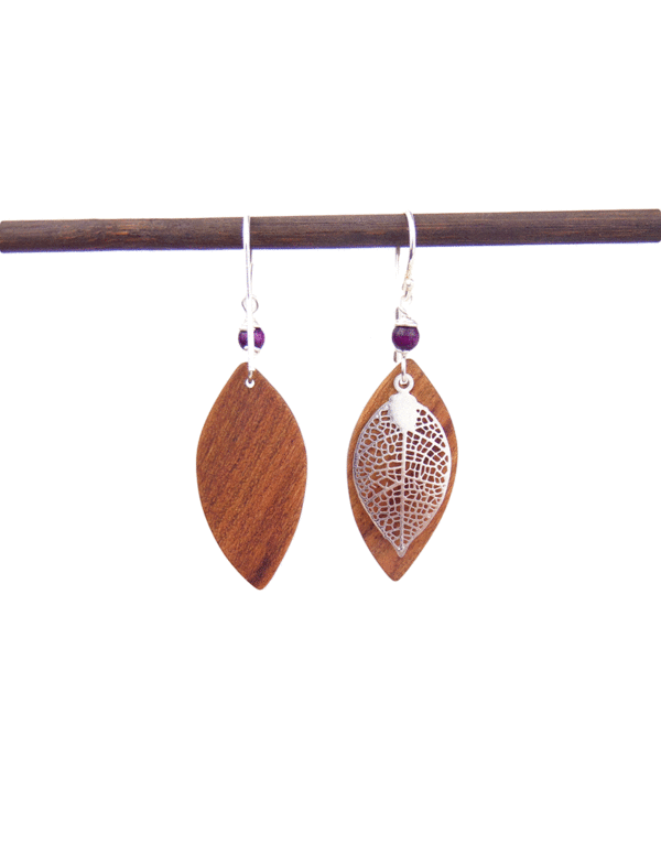 Boucles d'oreille en forme de feuille