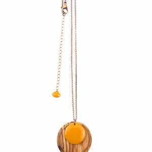 Collier sautoir en bois et laiton