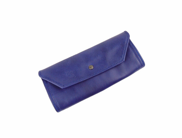 Portefeuille pochette pour femme en cuir bleu